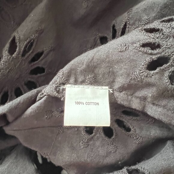 NEW Anthropologie Blank London Black Eyelet Cotton Top Large - Picture 8 of 11